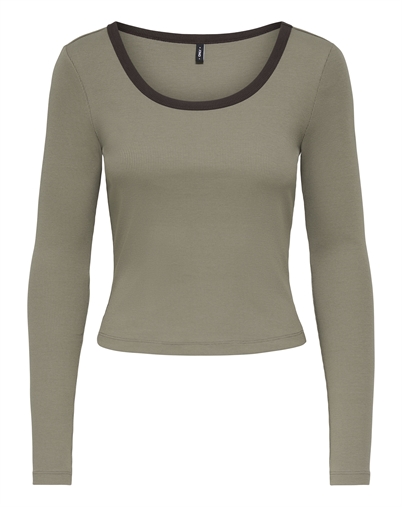 Only - ONLVal Contrast Langarmshirt - Walnut/Coffee Bean